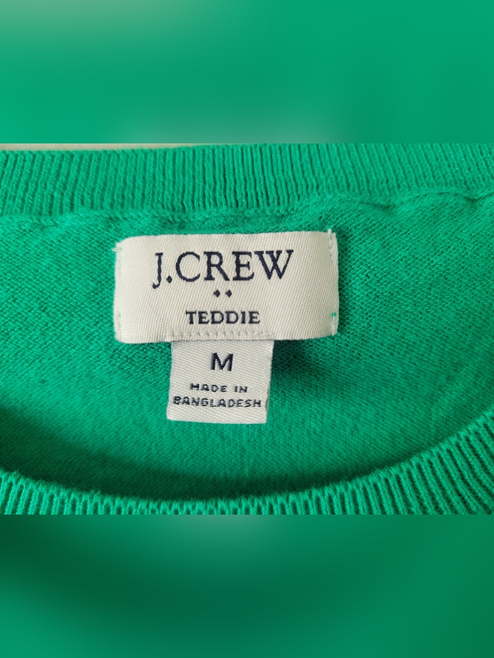 J. Crew Teddie Women's Kelly Green Crewneck Sweater 100% Cotton Medium - Picture 2 of 16